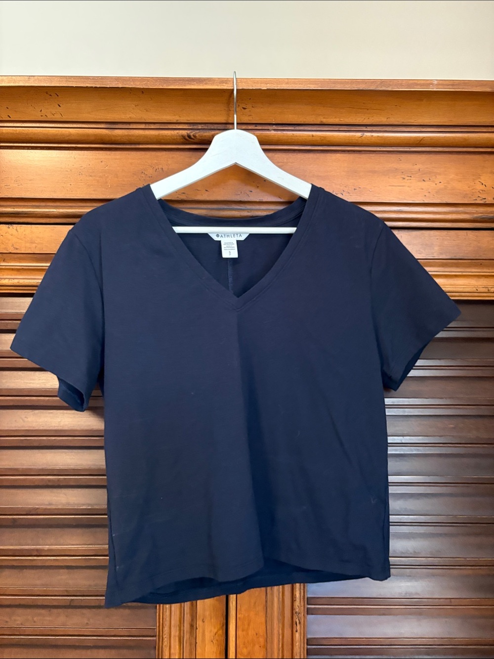 Athleta Navy Short-Sleeve V-Neck Tee